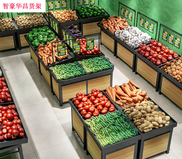 四川定做大型商场水果蔬菜展示架案例图